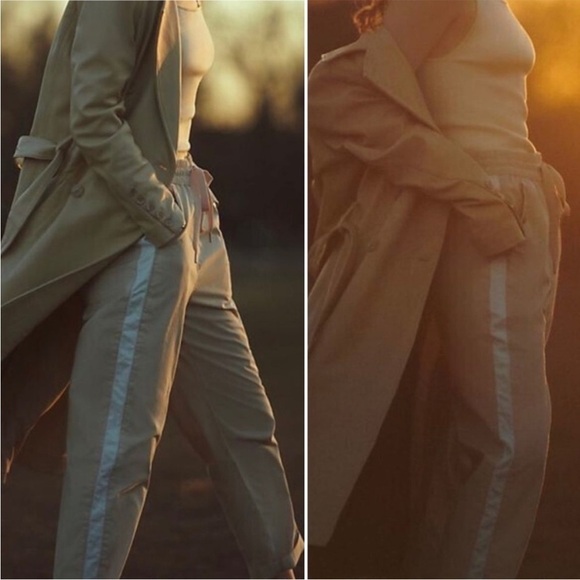 Anthropologie Maeve Tenley Twill Side Stripe Khaki Track Pant Joggers Sz S - Picture 5 of 10